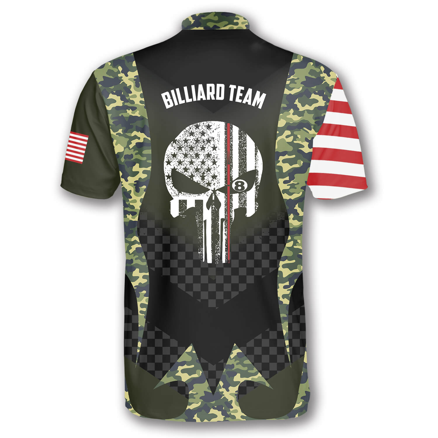 Skull Camouflage Flag Custom Billiard Jerseys for Men/ 3D All Over Print Billiard Team Shirt