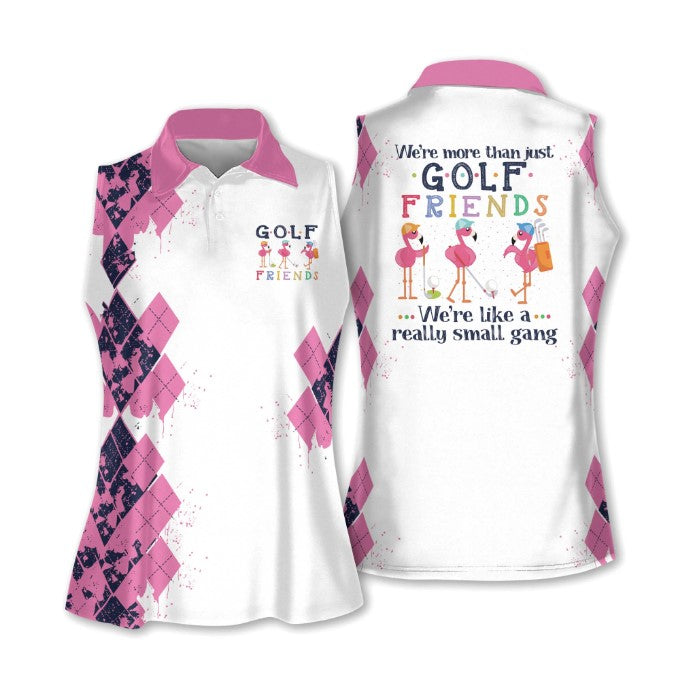 Sleeveless Women Polo Shirt For Ladies/ Flamingo Golf Friends Muticolor Golf Polo Shirt And Wine Shirt