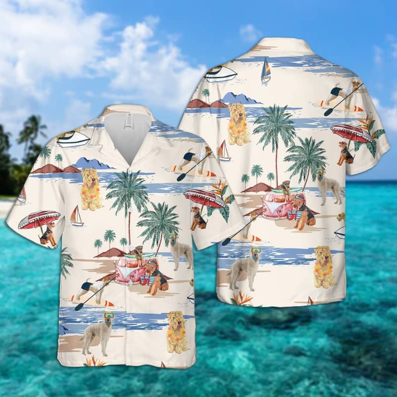 Soft-Coated Wheaten Terrier Summer Beach Hawaiian Shirt/ dog beach Short Sleeve Hawaiian Shirt
