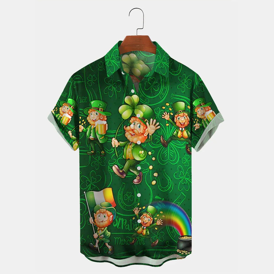 St. Patrick''s Day Clover Print Holiday Shirt/ St. Patrick''s Day hawaii shirt for men and women
