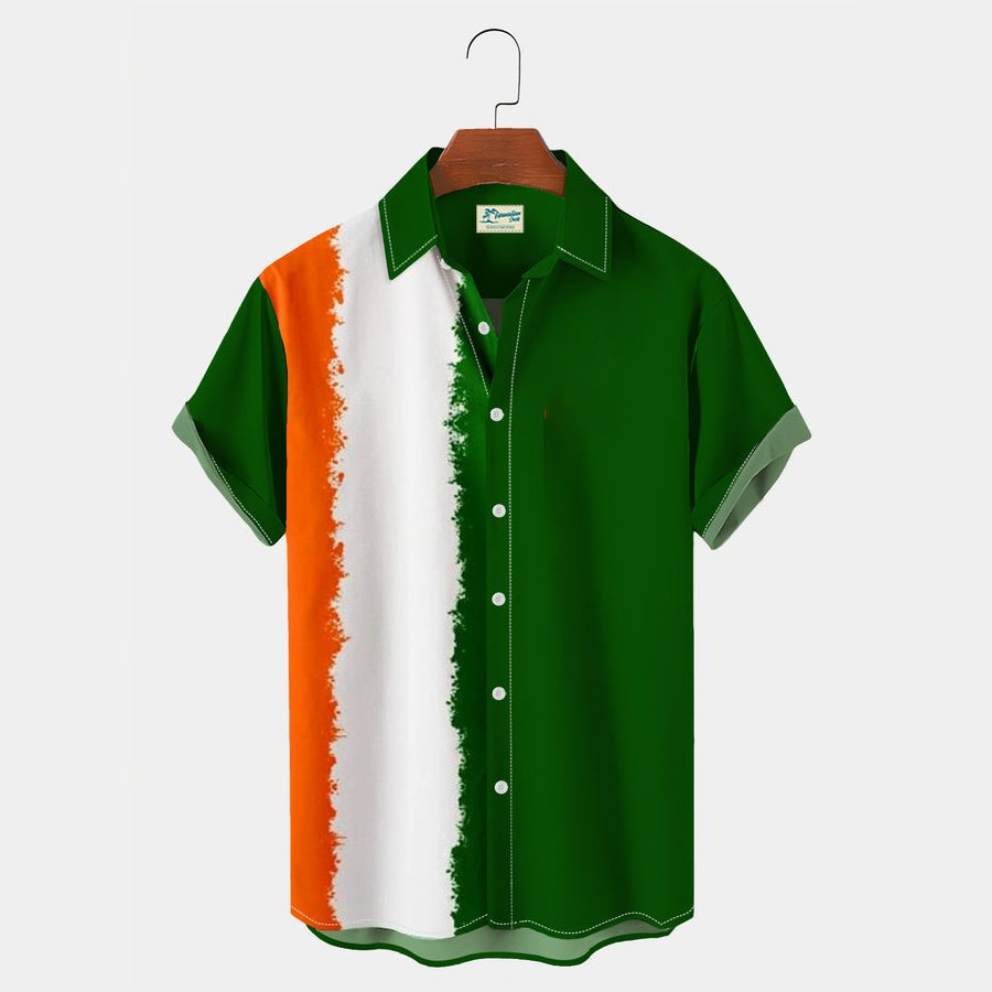 St. Patrick''s Day Irish Green Shamrock Hawaiian Men''s Short Sleeve Shirt/ Hawaiian shirt for Men and women