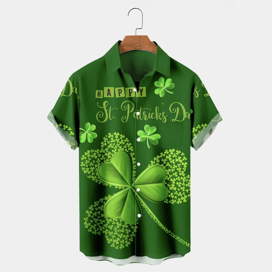 St Patrick’s Day Shamrock Short Sleeve Hawaiian Shirts/ Hawaiian shirt for Men and women