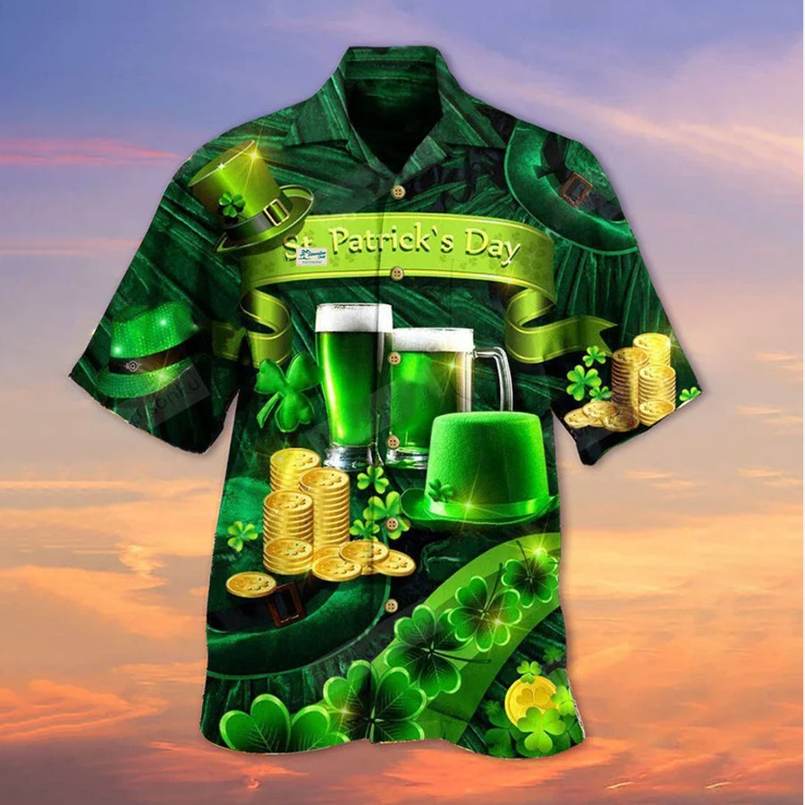 St Patrick’s Day Shamrock Short Sleeve Hawaiian Shirts/ Hawaiian shirt for Men and women