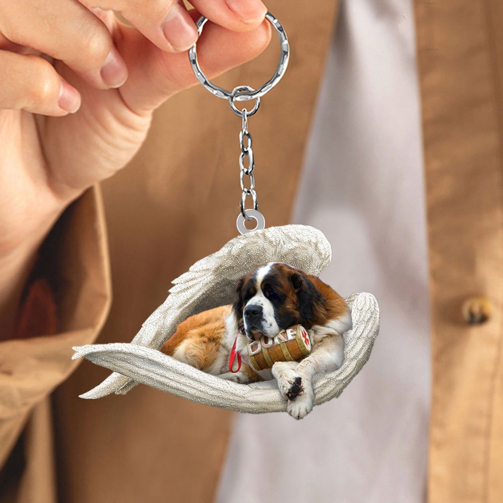 St Bernard Sleeping Angel Acrylic Keychaine Dog Sleeping keychain