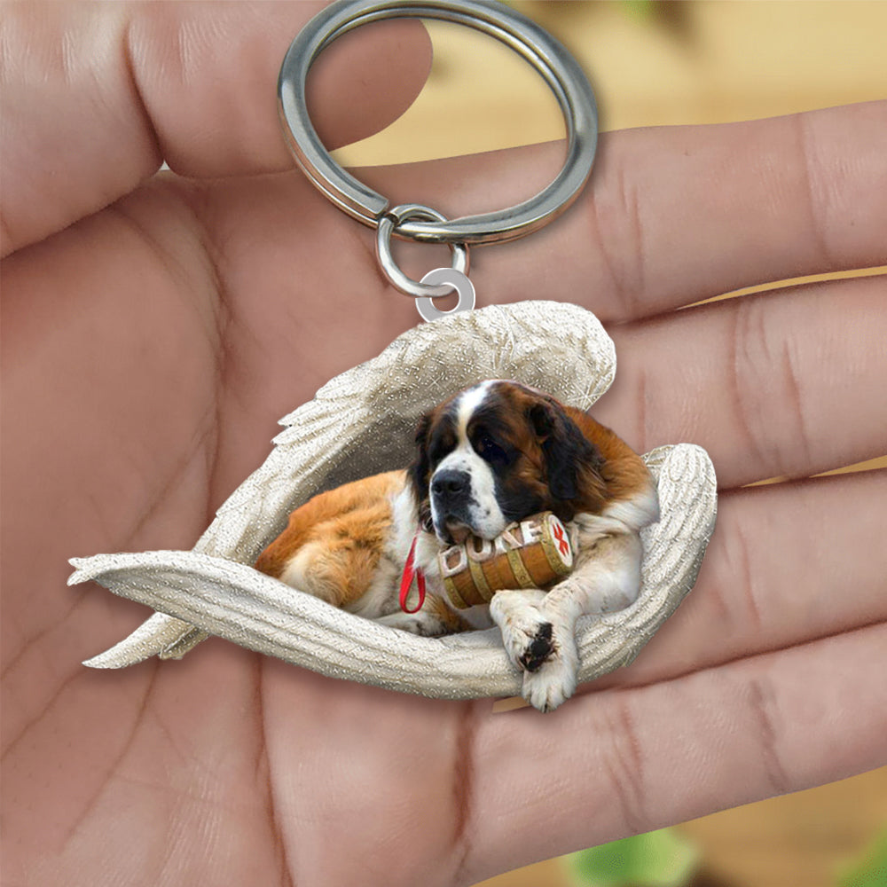 St Bernard Sleeping Angel Acrylic Keychaine Dog Sleeping keychain