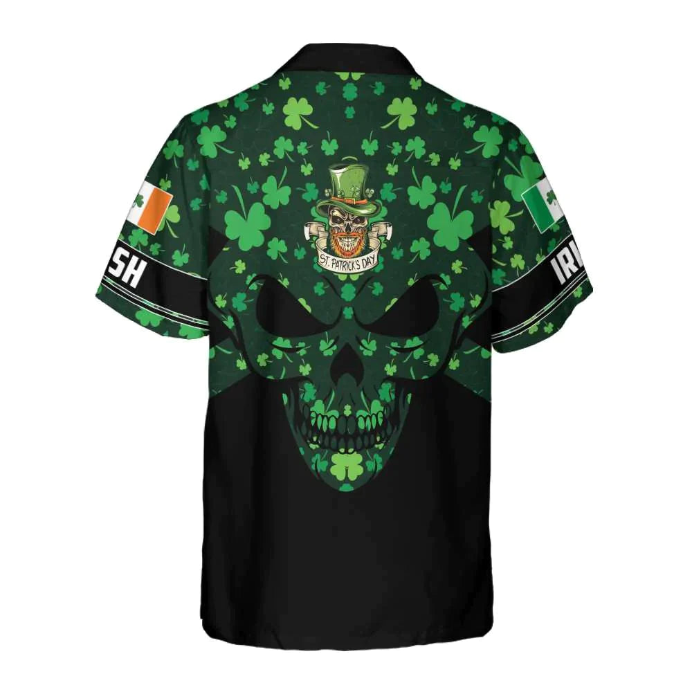 St Patrick’s Day Skull Hawaiian Shirt/ St. Patricks Day Shirt/ Cool St Patrick