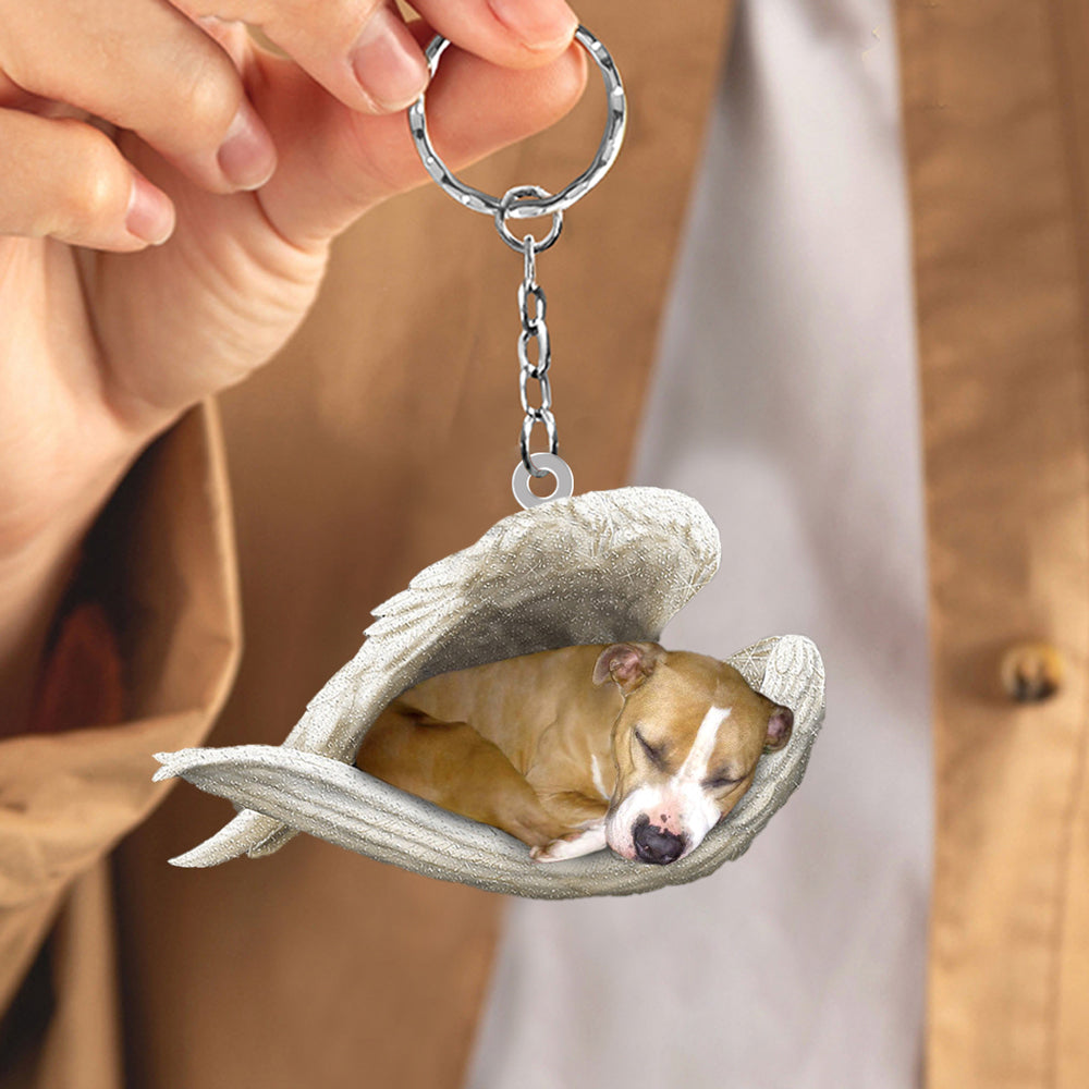 Stafford Shire Bull Terr Sleeping Angel Acrylic Keychaine Dog Sleeping keychain
