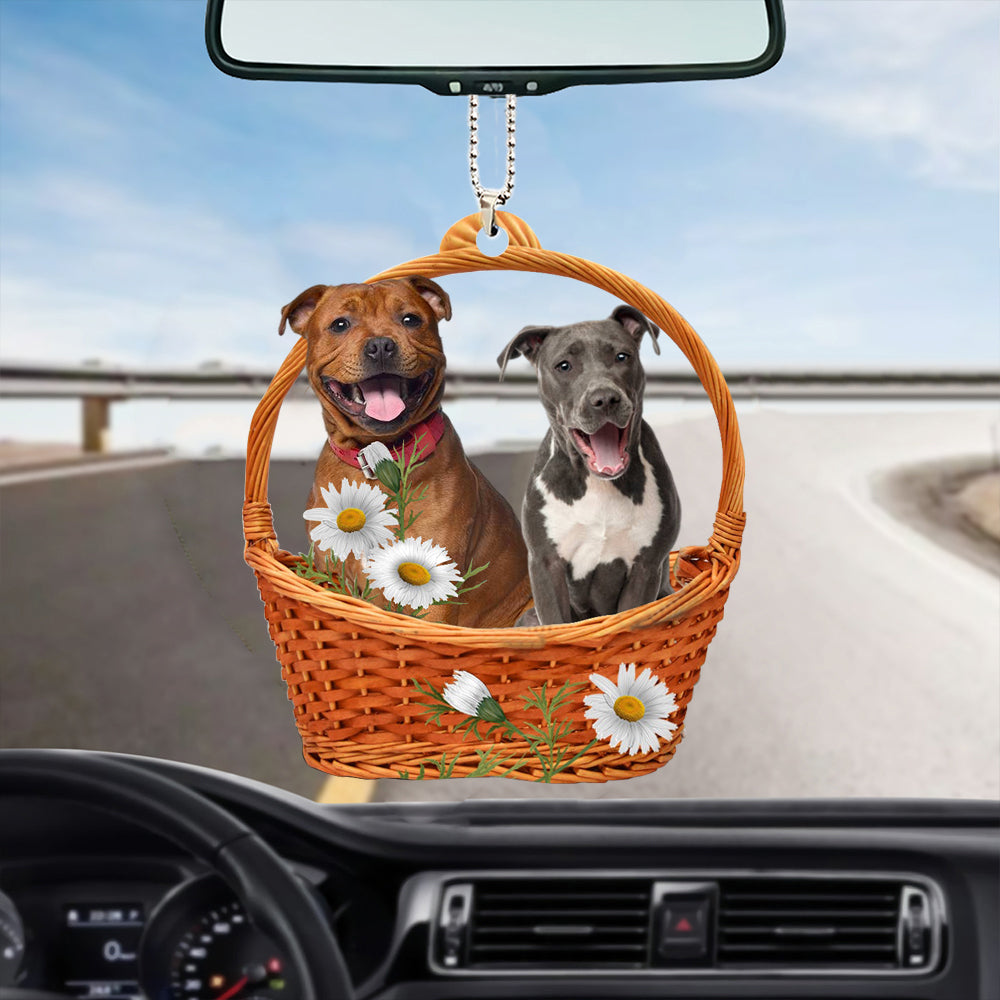 Staffordshire Bull Terrier God''S Present Car Hanging Ornament Two Dog Ornaments