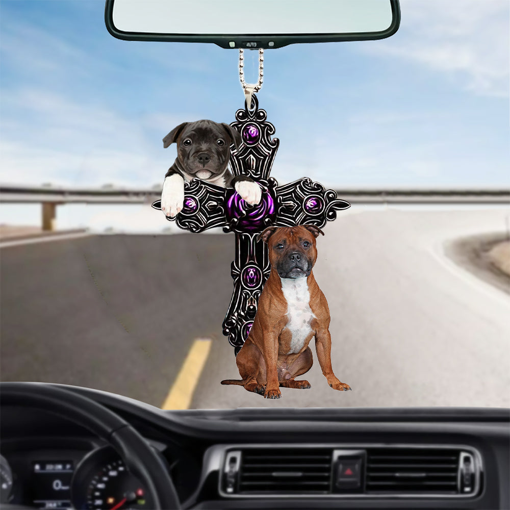 Staffordshire Bull Terrier Pray For God Car Hanging Ornament Dog Pray For God Ornament Coolspod