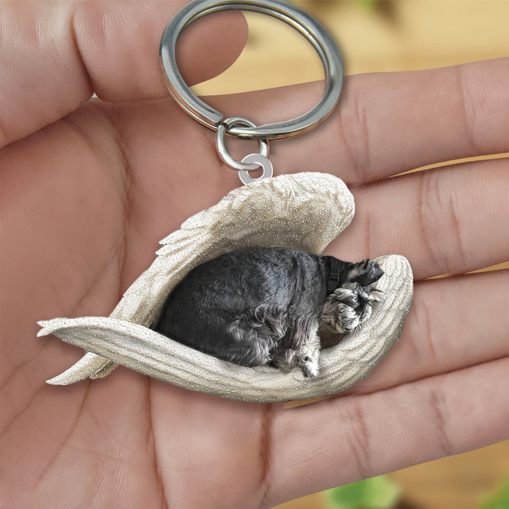 Standard Schnauzer Sleeping Angel Acrylic Keychaine Dog Sleeping keychain