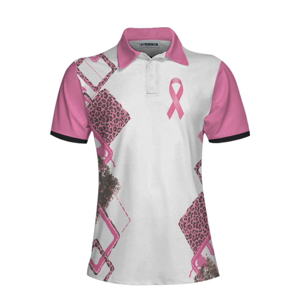 Strength Is A Woman Fighting Cancer With A Smile On Her Face Breast Cancer Awareness Short Sleeve Women Polo Shirt Coolspod