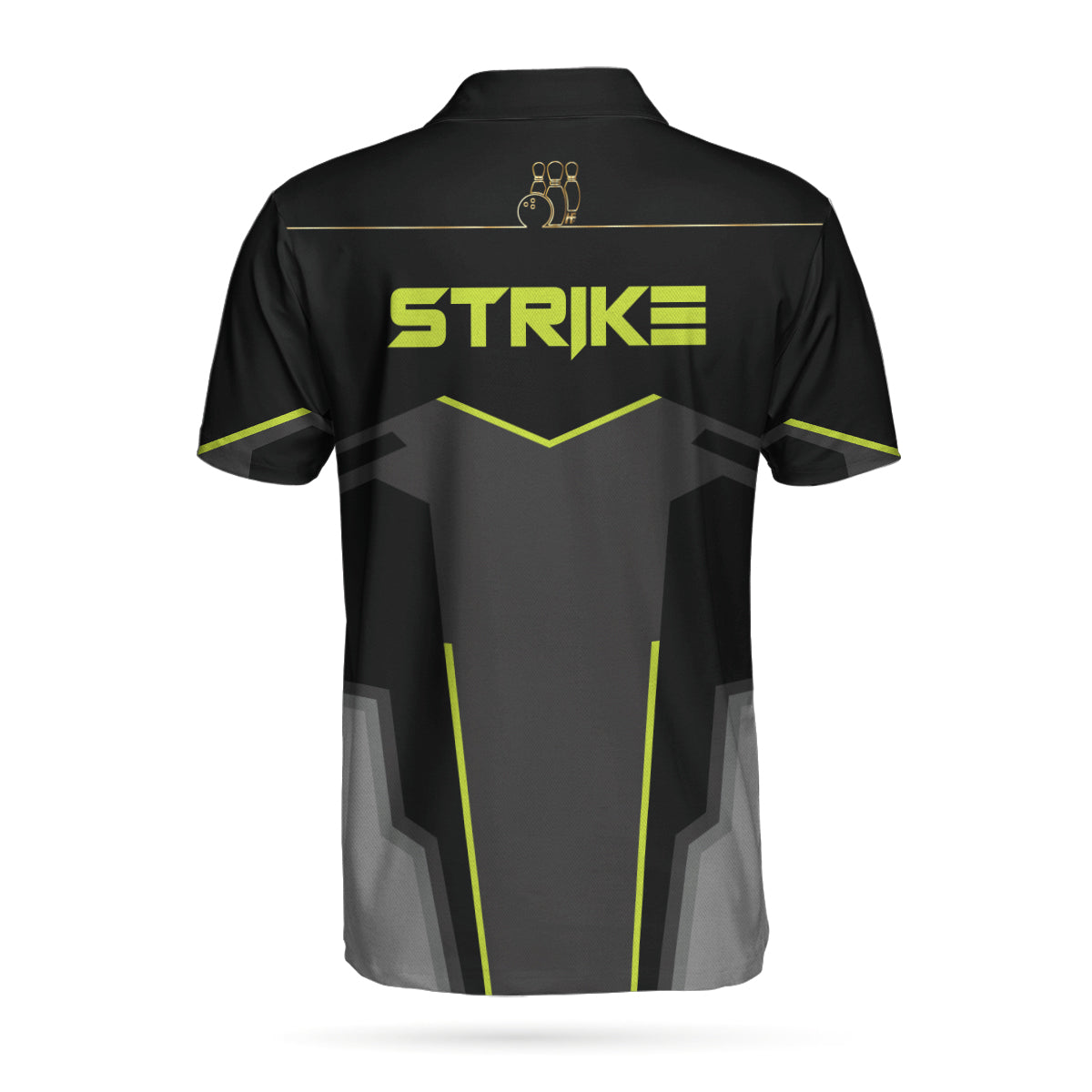 Strike Black And Golden Pattern Bowling Short Sleeve Polo Shirt/ Digital Polo Shirt/ Best Bowling Shirt For Men Coolspod