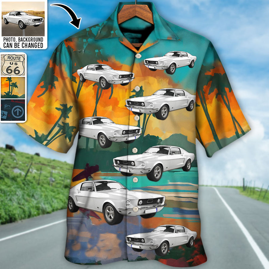 Route 66 Car Racing Car Lover Custom Photo - Hawaiian Shirt - Personalized Photo Gifts for Men