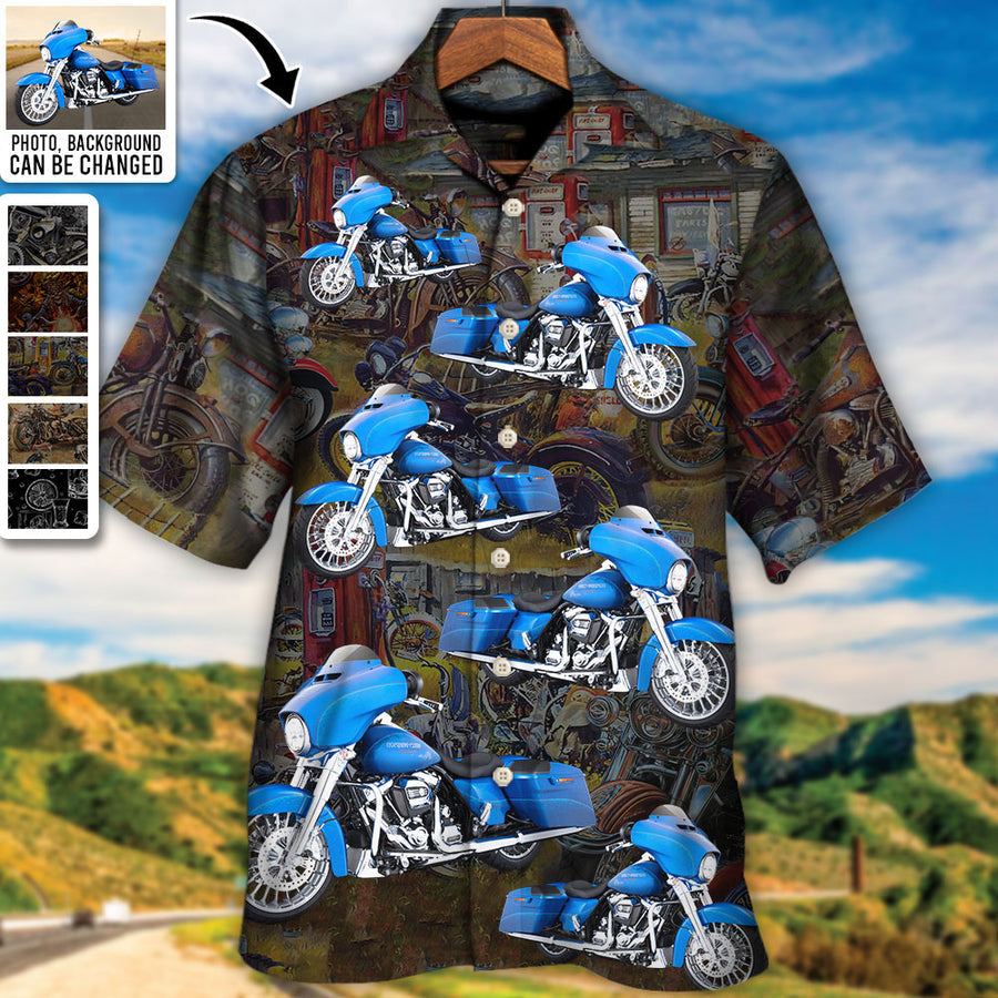 Motorcycle Biker Racing Custom Photo - Hawaiian Shirt - Personalized Photo Gifts/ Custom Photo Gifts/ Personalized Gifts Ideas