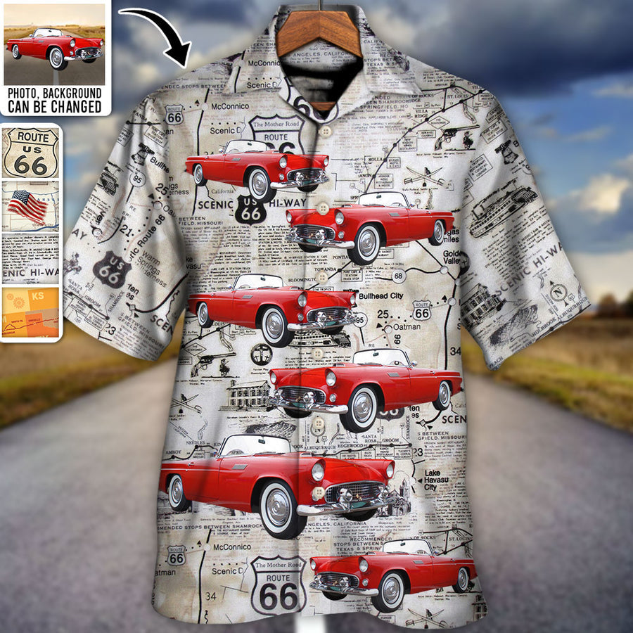 Route 66 Car Racing Love Road Custom Photo - Hawaiian Shirt - Personalized Photo Gifts/ Idea Gift for Men Summer