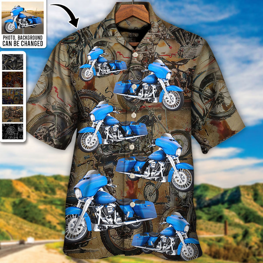 Motorcycle Biker Racing Custom Photo - Hawaiian Shirt - Personalized Photo Gifts/ Custom Photo Gifts/ Personalized Gifts Ideas