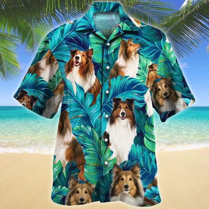 Summer Vibes Shetland Sheepdog Dog Lovers Gift Pattern Hawaiian Shirt