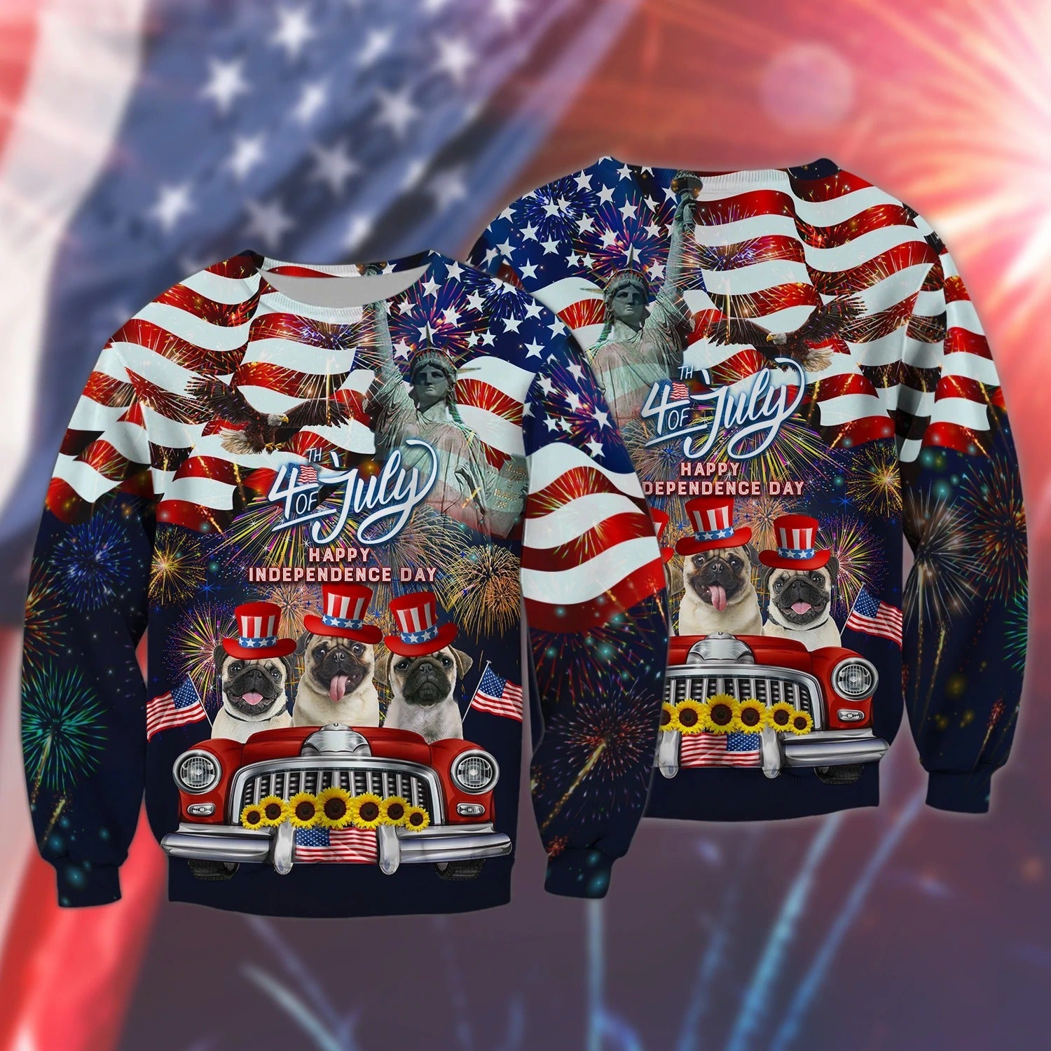 Pug American Hawaiian Shirt - Independence Day Is Coming- 3D Full Print Hoodie Bomber 4Th Of July Tee Shirts