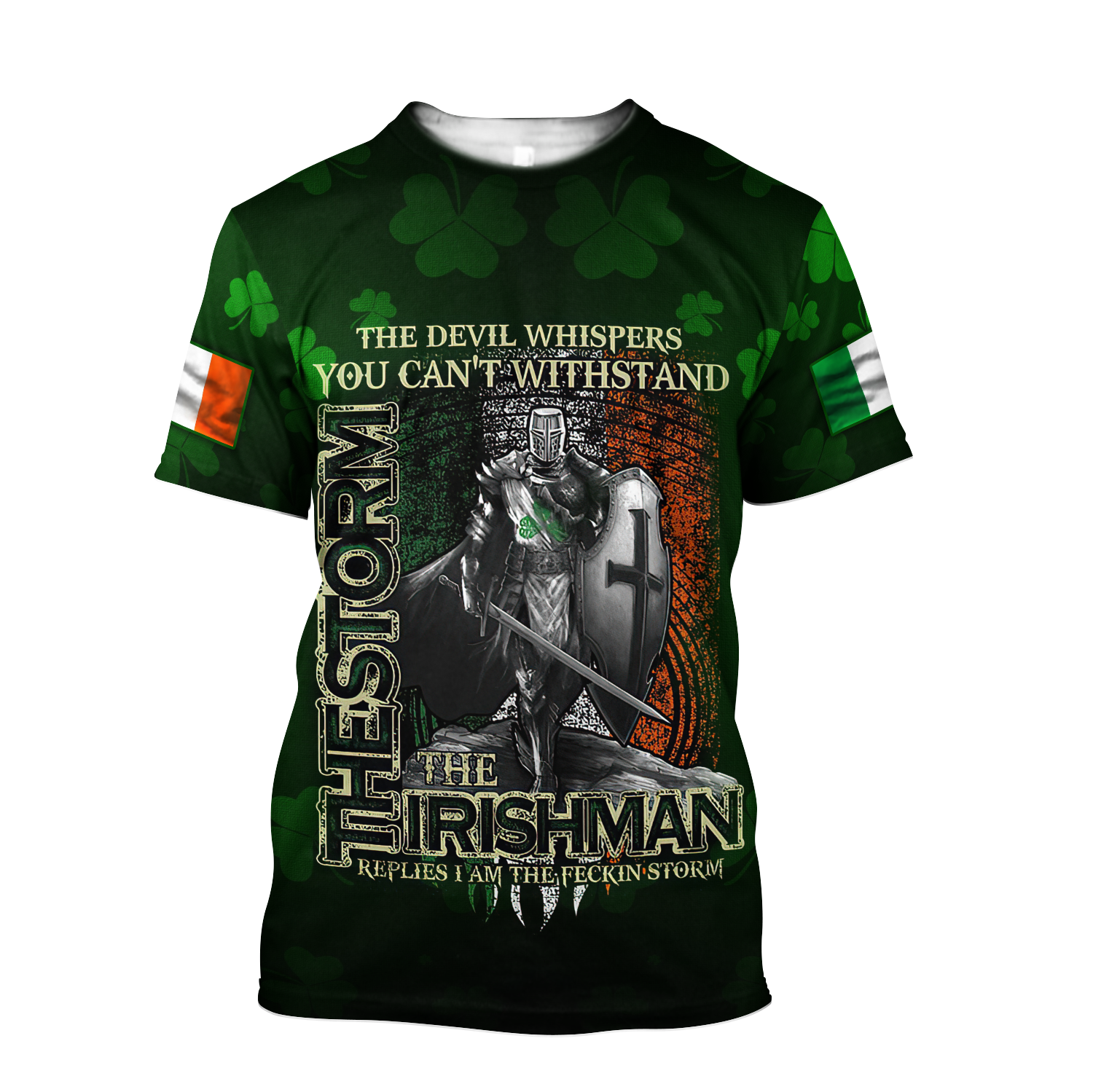 The Irishman The Storm Shirt/ 3D All Over Print Pattern Shamrock/ St Patrick