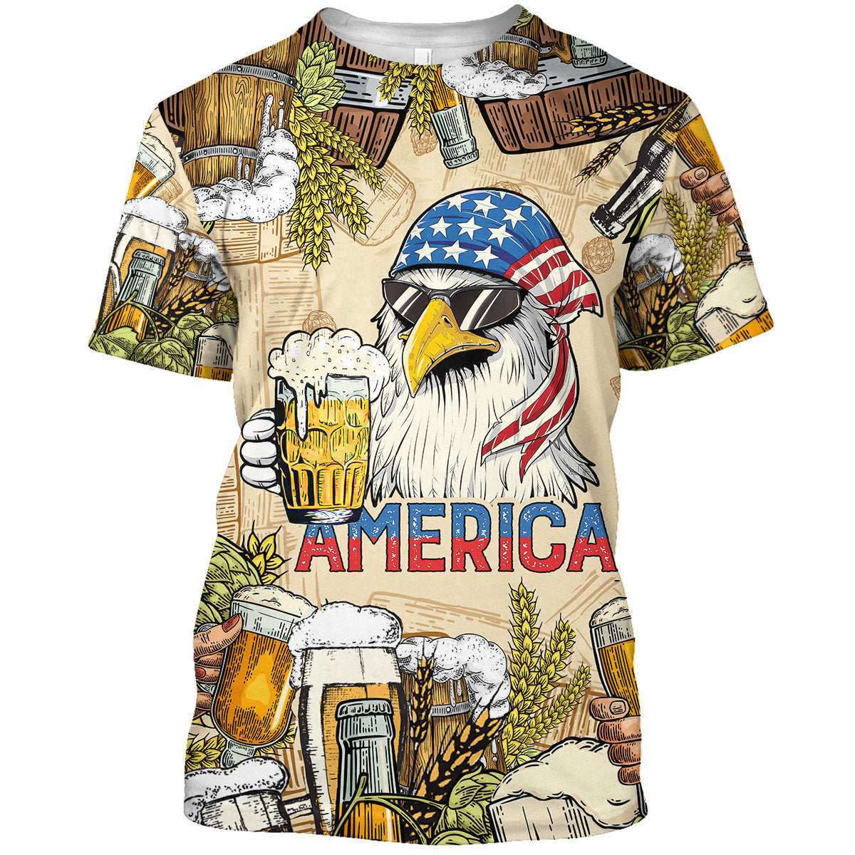 Cool American Eagle Shirt/ It''S Beer O''Clock Button Down Shirt/ Amazing Presents This Summer