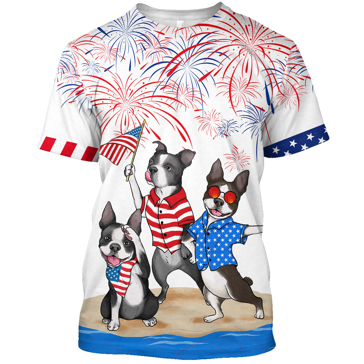 Boston Terriers T Shirt Gift For Dog Lover This Summer Funny Independence Day Dog In T Shirt