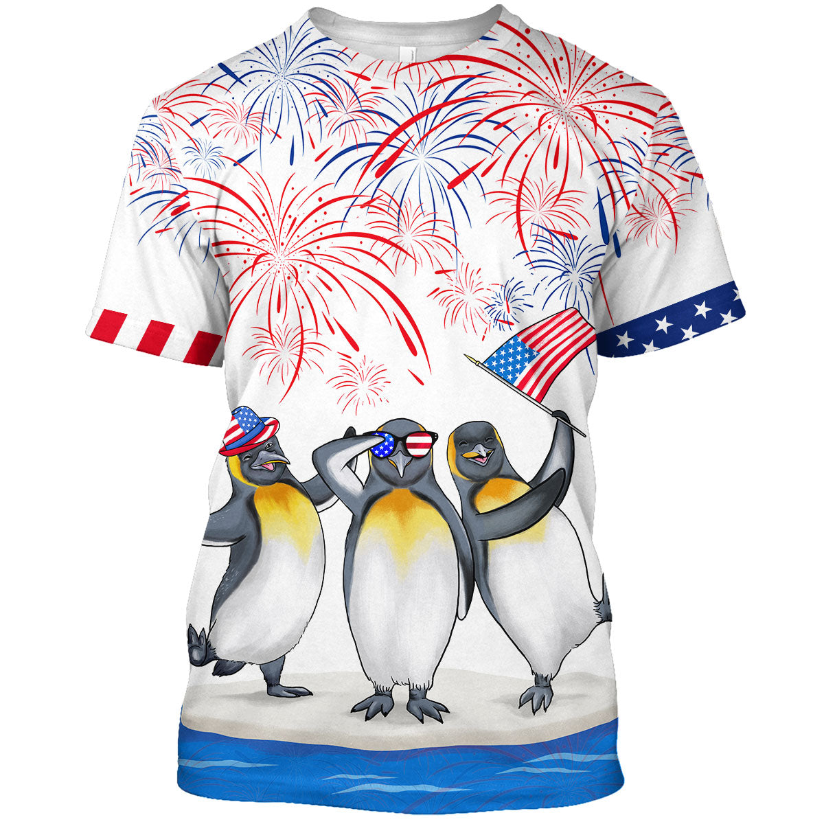 Penguins 3D T Shirt/ Patriotic Funny Shirt/ Penguin Independence Day Shirts