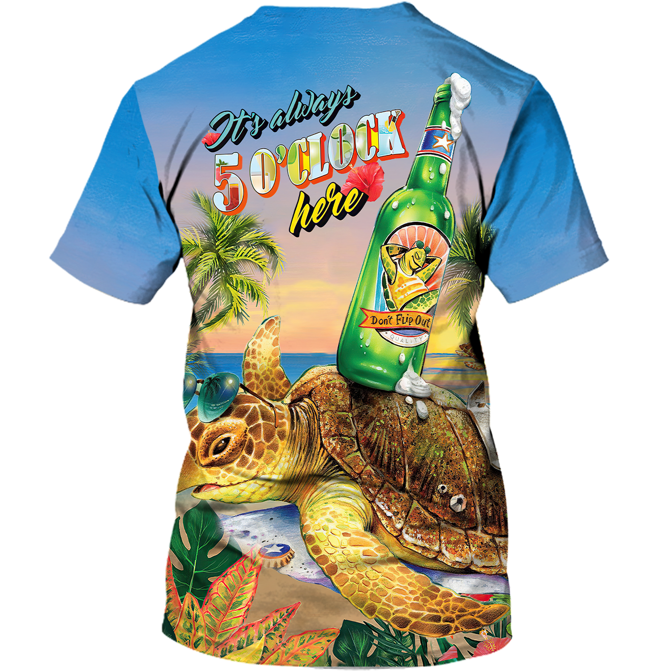 Funny Turtle Beer Summer 3D Shirt/ Turtle On The Beach Vacation Shirts For Men Women/ Beer Turtle Shirt