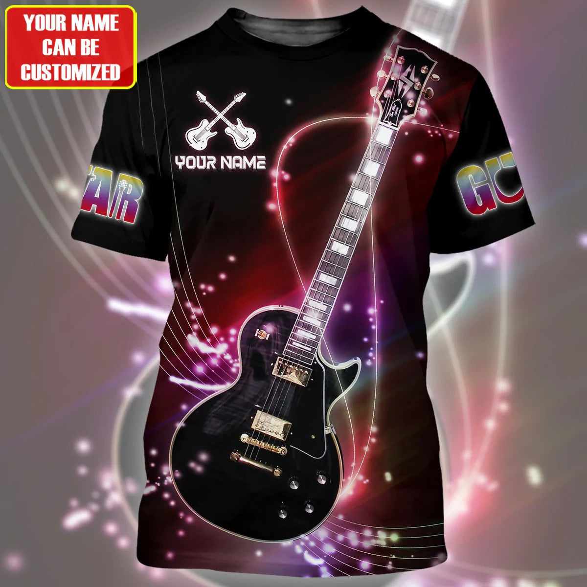 Custom 3D Guitar Shirt/ Colorful Guitar Bass Desing On Tshirt/ Guitarist Gifts
