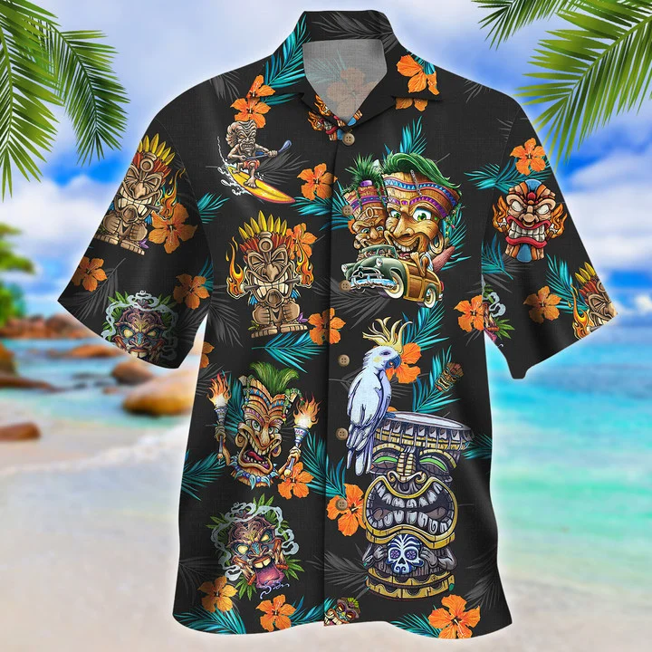 Tiki Hawaii Shirt/ Summer aloha shirt/ Gift for summer