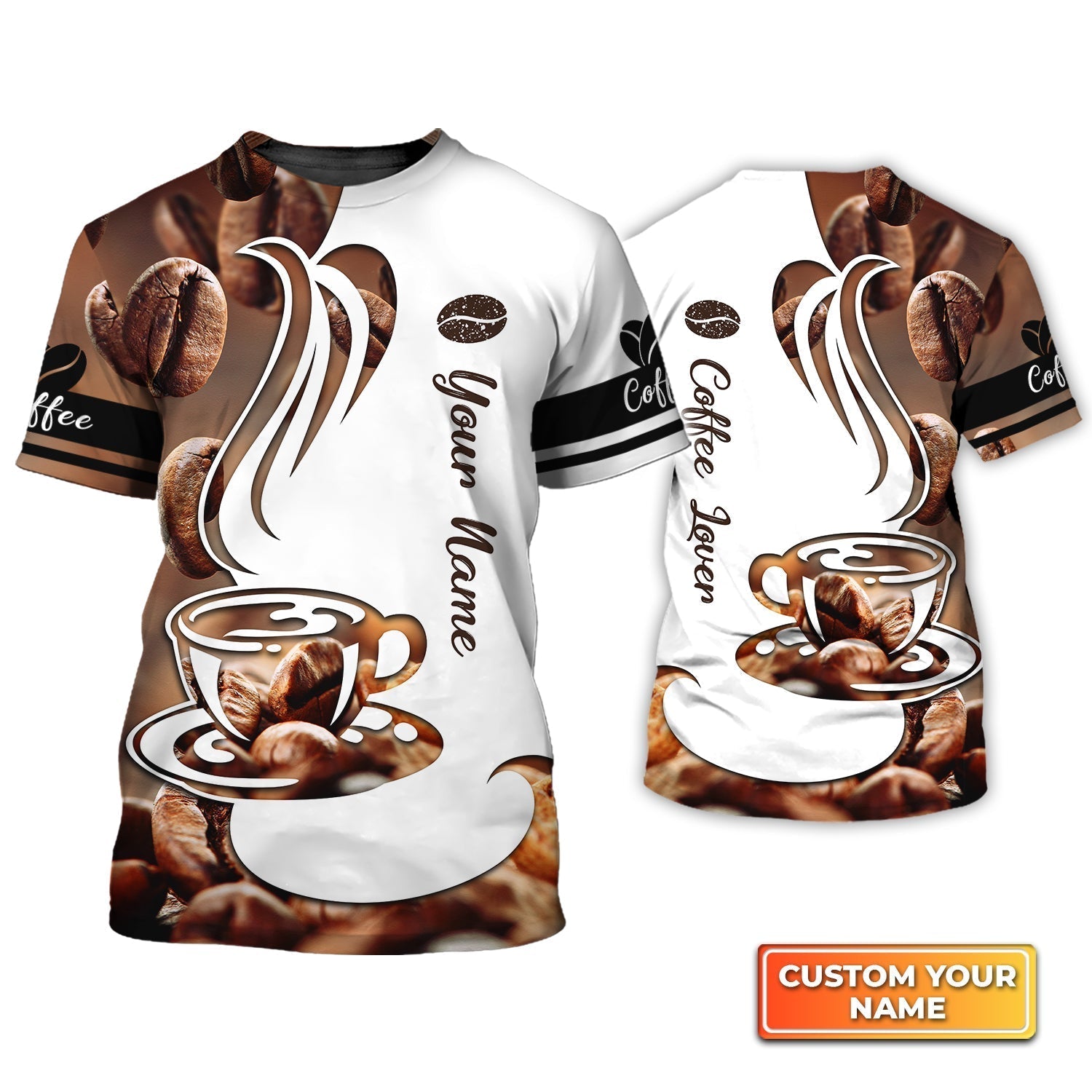 Personalized Coffee T Shirt 3D All Over Printed Café Shirt Uniform Coffee Shop Gift