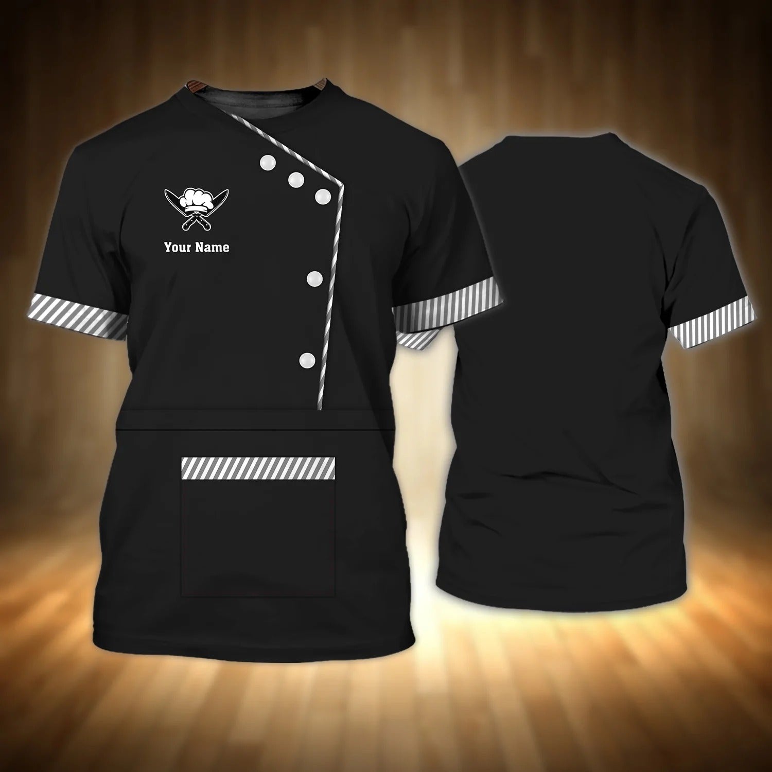 Customized Black Shirt For Chef/ 3D All Over Print Chef Clothing/ Gift For Chef Men Women