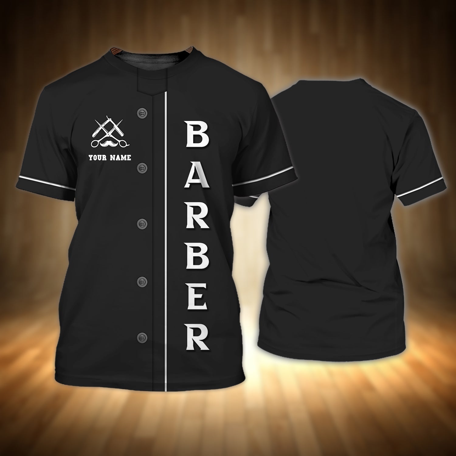 Personalized With Name Barber Shirt Short Sleeve/ Summer Barber T Shirt