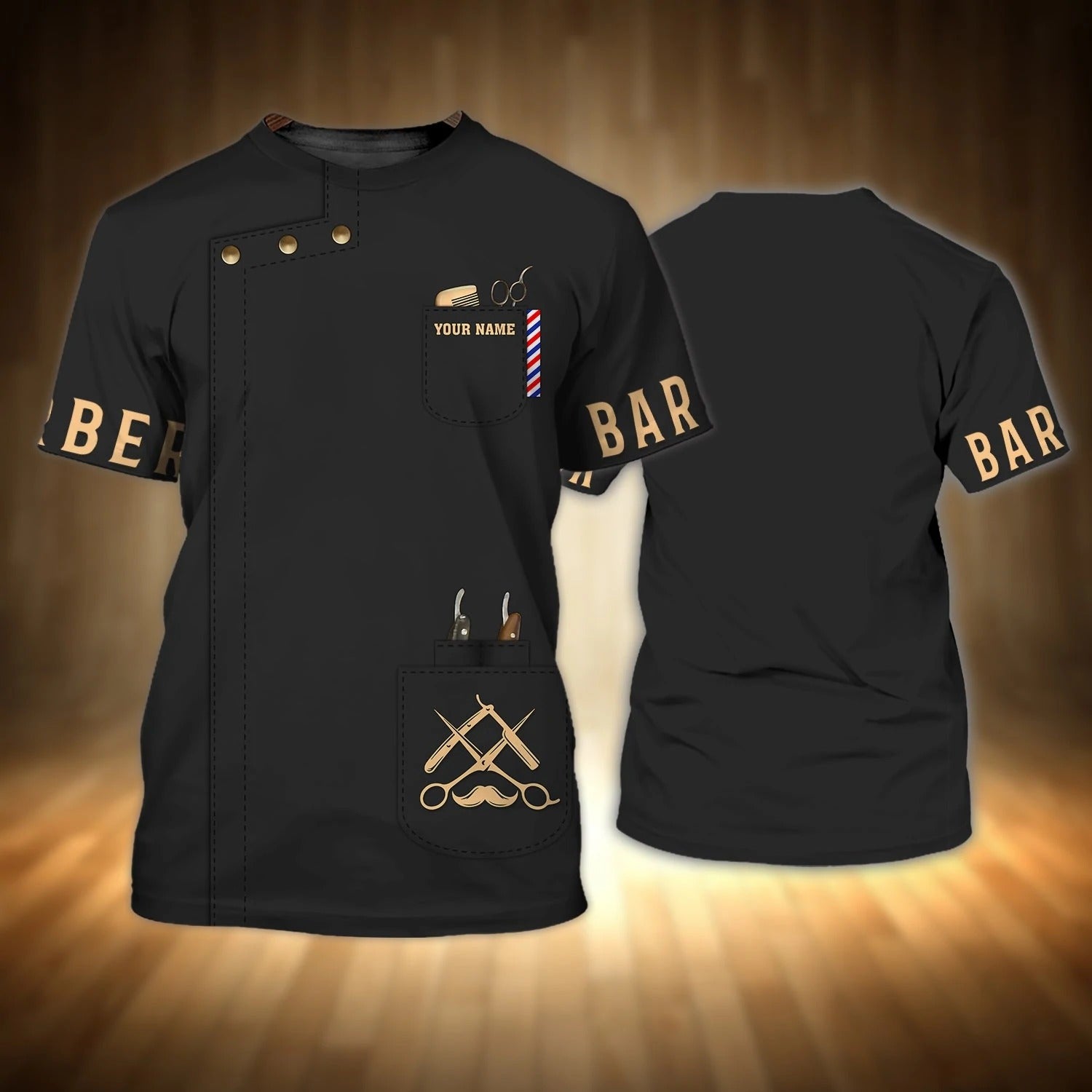 Personalized 3D Printed T Shirt For Barber Shop/ Barber Men Shirt/ Present To New Barber/ Best Barber Gift