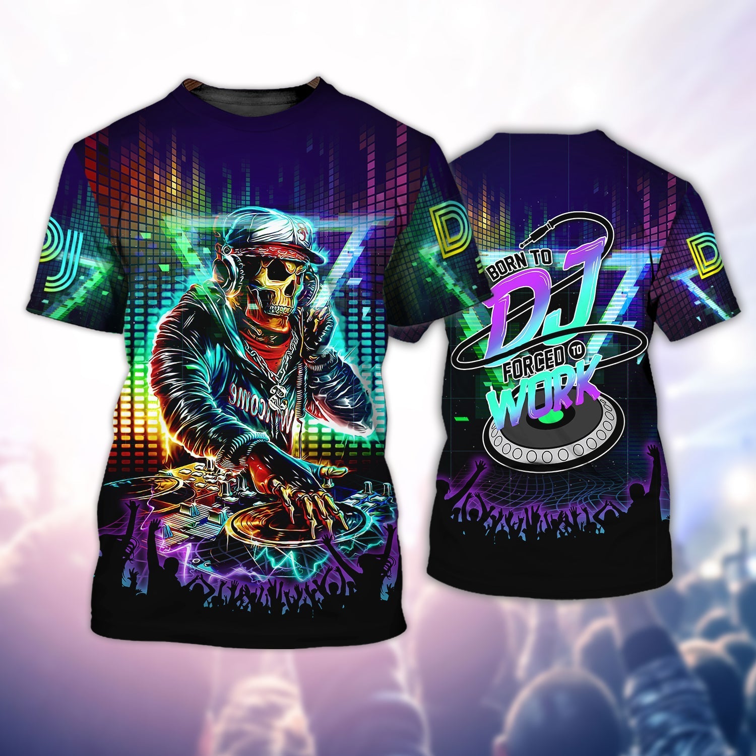 3D All Over Printed Dj T Shirt/ Dj Shirt/ Skull Dj Playing Music Shirts