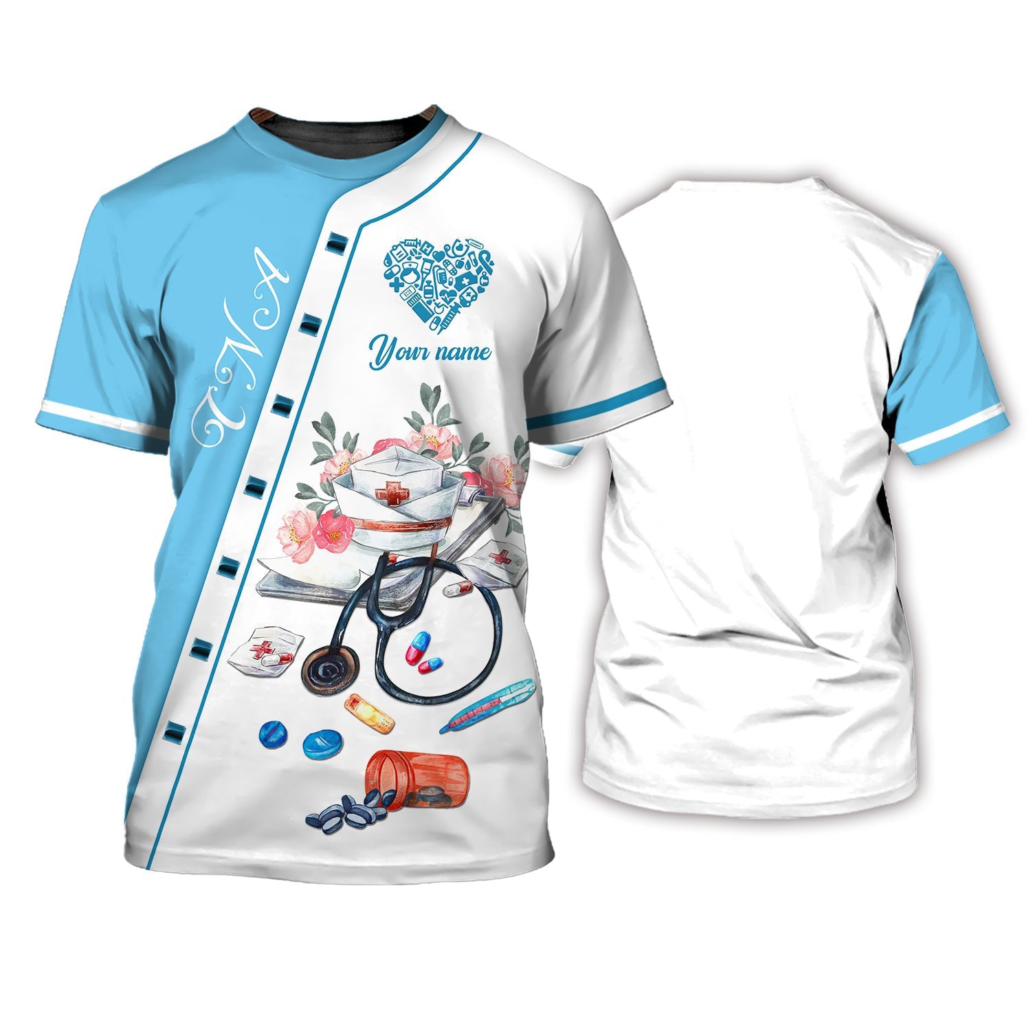 Custom Cna Life 3D T Shirt Nursing Painting 3D All Over Print Shirt Men Women