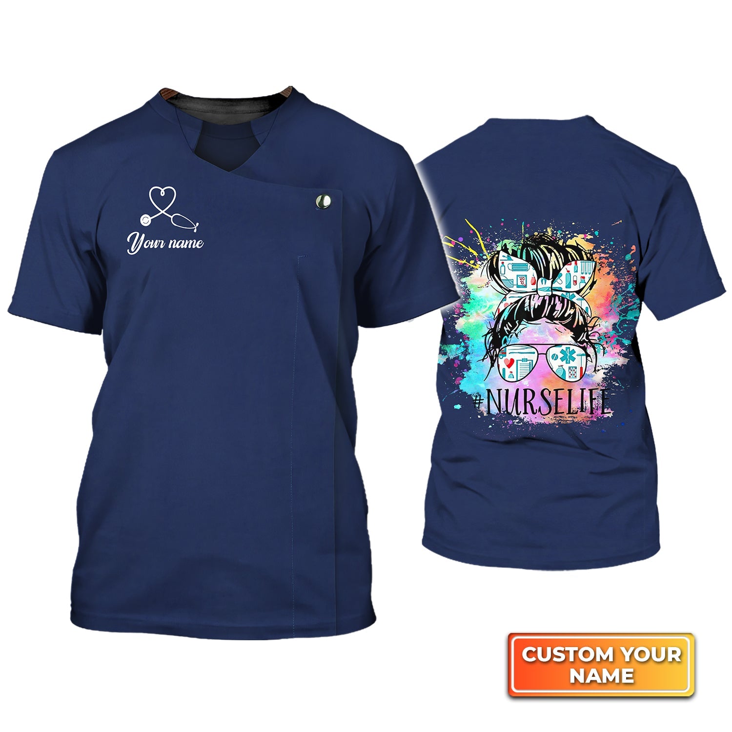 Nurse Life Watercolor Shirt For Nurse Gift/ Registered Nurse Personalized Name 3D Tshirt
