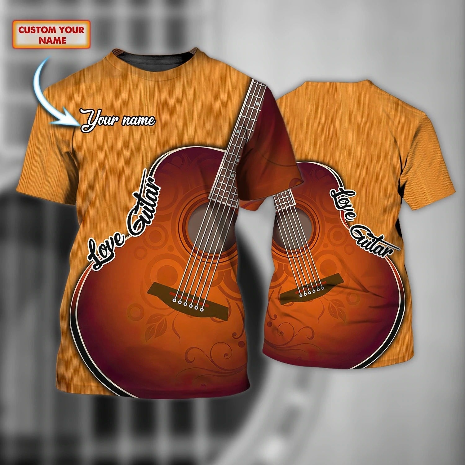 Customized 3D Tee Shirt For Guitar Man/ Sublimation Shirt For Guitar Lovers/ Guitar Shirts