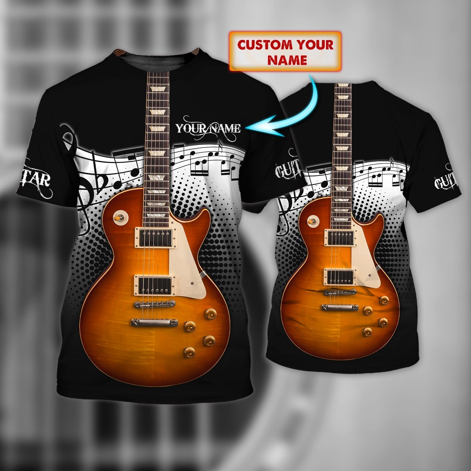Custom Name 3D Guitar Sublimation Shirts/ Guitarist 3D T Shirt/ Best Gift For Guitar Lover