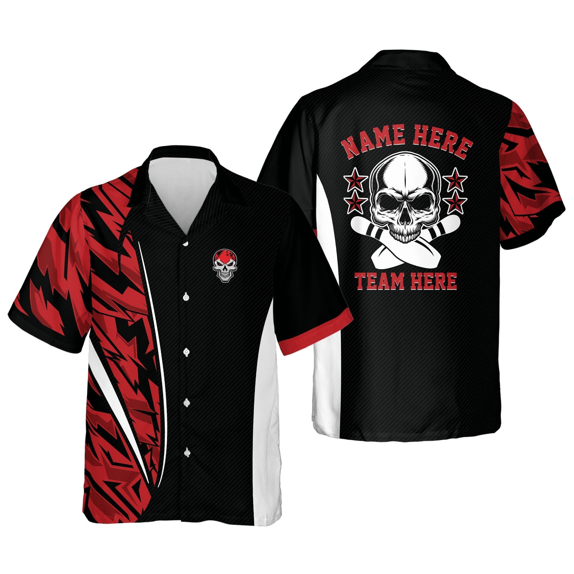 Custom name Skull Bowling Shirts for Men Hawaiian Shirt