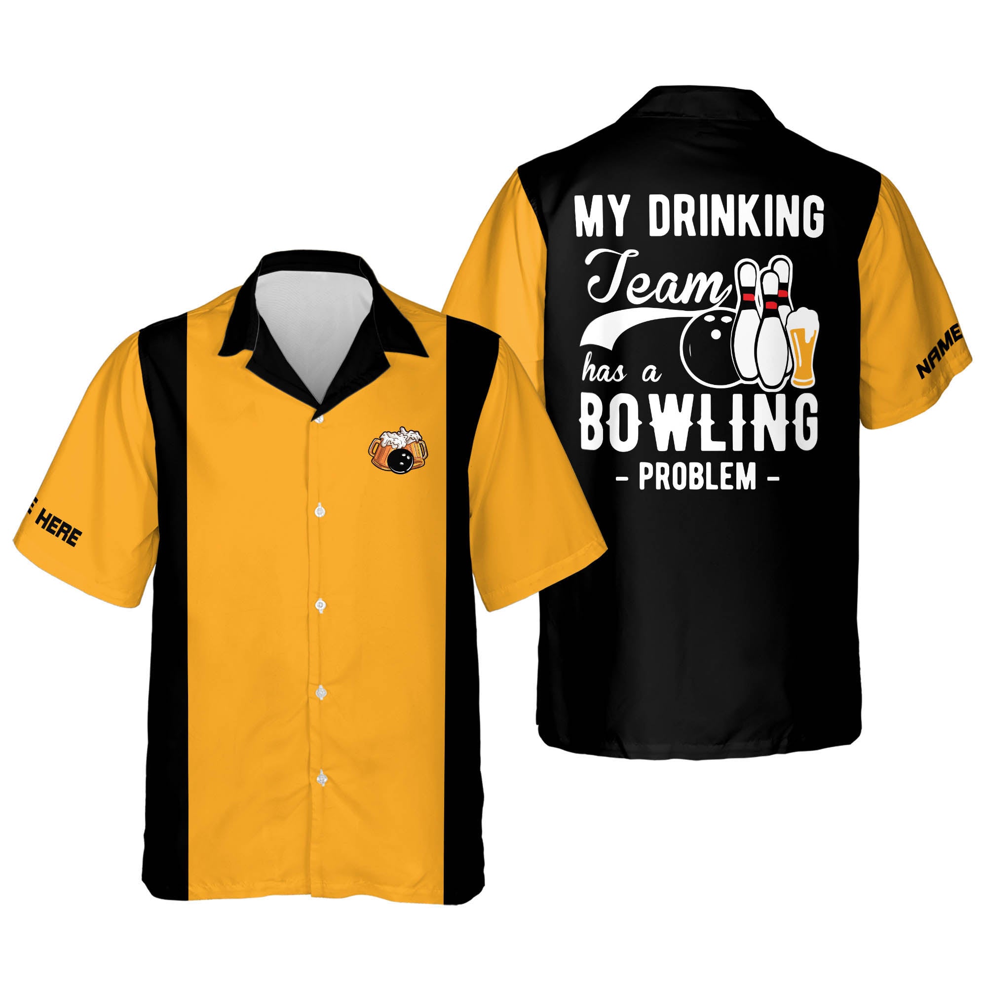 Custom Bowling Hawaiian Shirts for Men/ Custom My Drinking Team Has A Bowling Problem for Men
