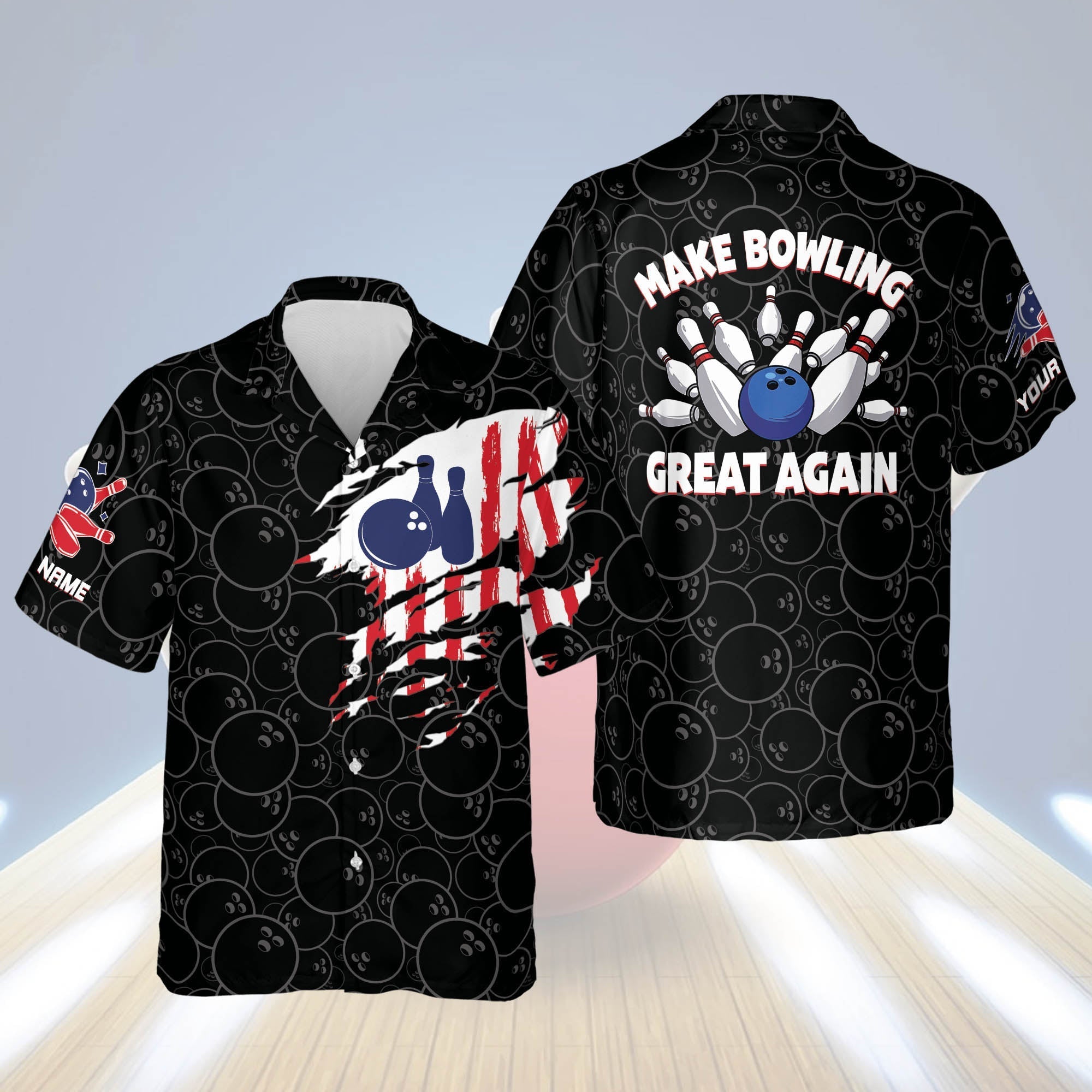 Custom name Bowling Shirts for Men/ Men''s USA Hawaiian shirt/ Bowling Hawaiian shirt for men