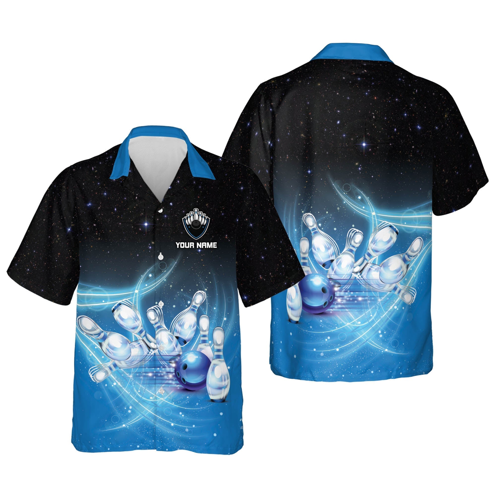 Copy of Personalized name USA Bowling Button-Down Short Sleeve Hawaiian Shirt/ Bowling Hawaiian shirt for men