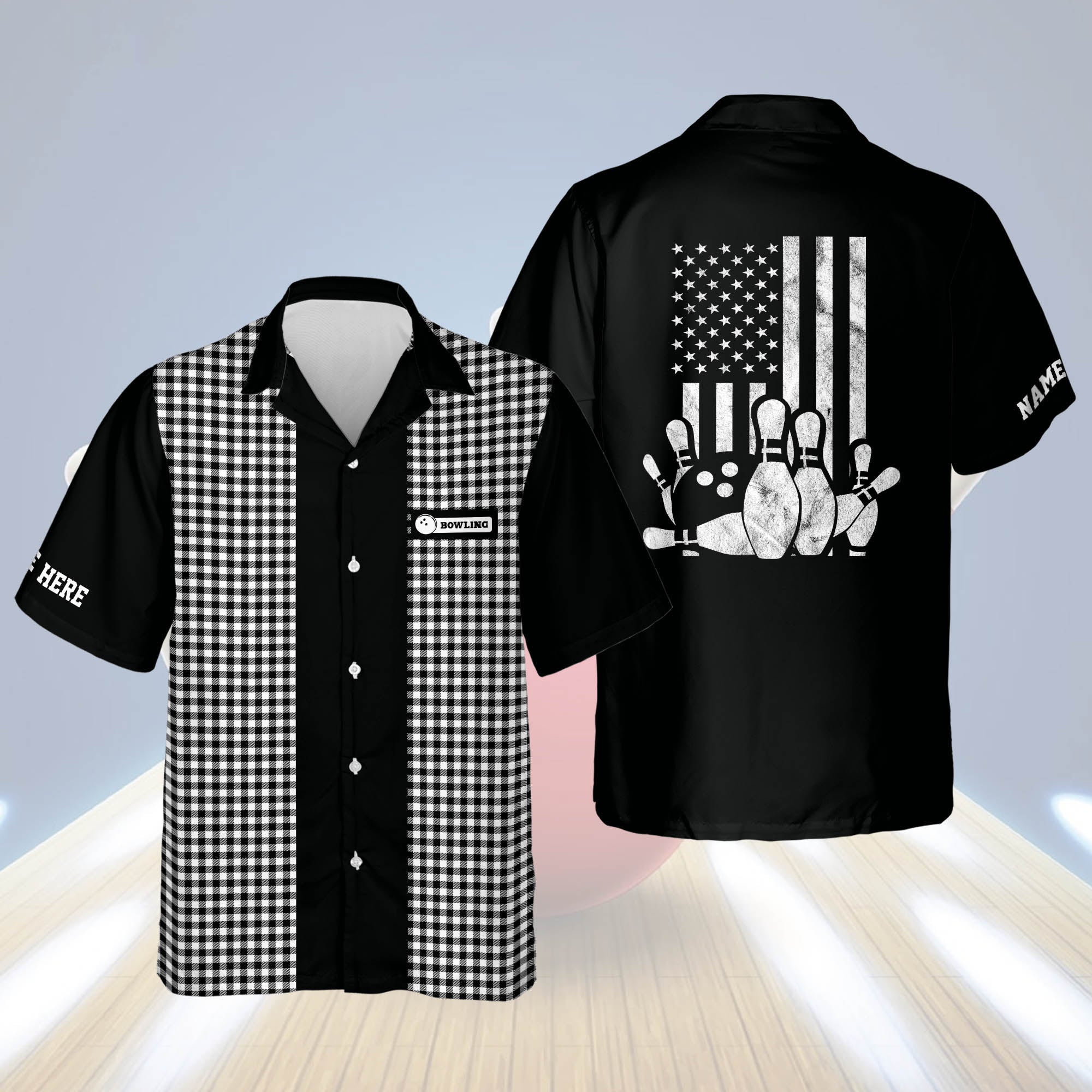 Custom USA Flag Patriotic Hawaiian Bowling Shirts/ bowling Hawaiian Shirt for Men/ Bowling team shirt