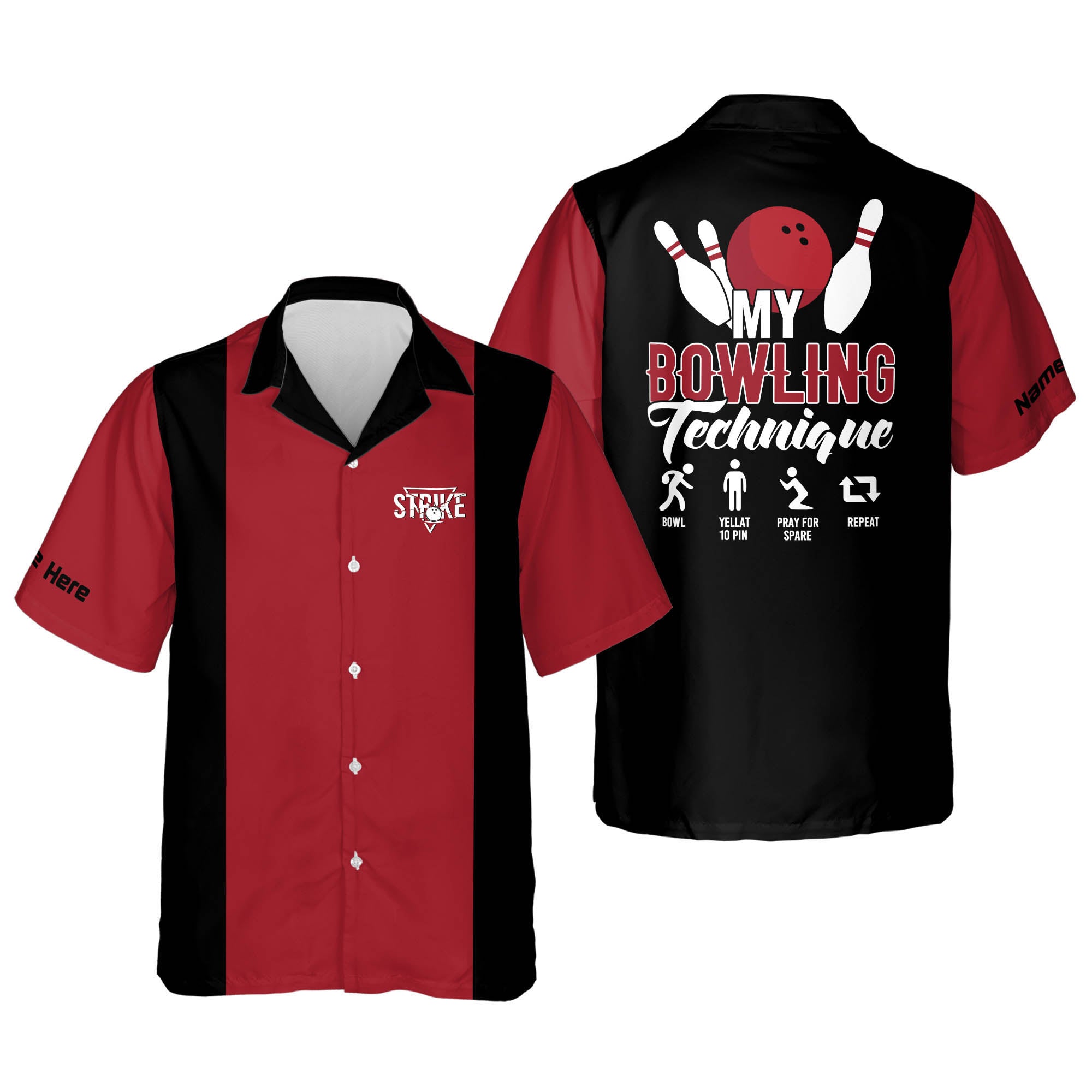Personalized bowling Hawaiian shirt for men/ Strike My Bowling Technique Hawaiian Shirt