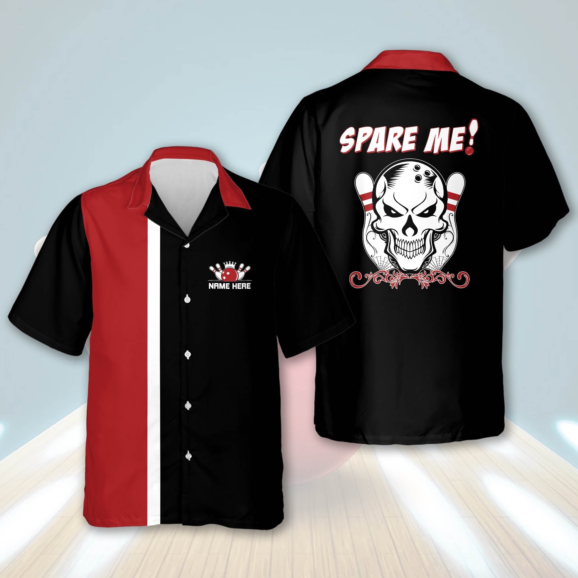 Custom with Name Spare Me Bowling Hawaiian Shirt/ Bowling shirt for men