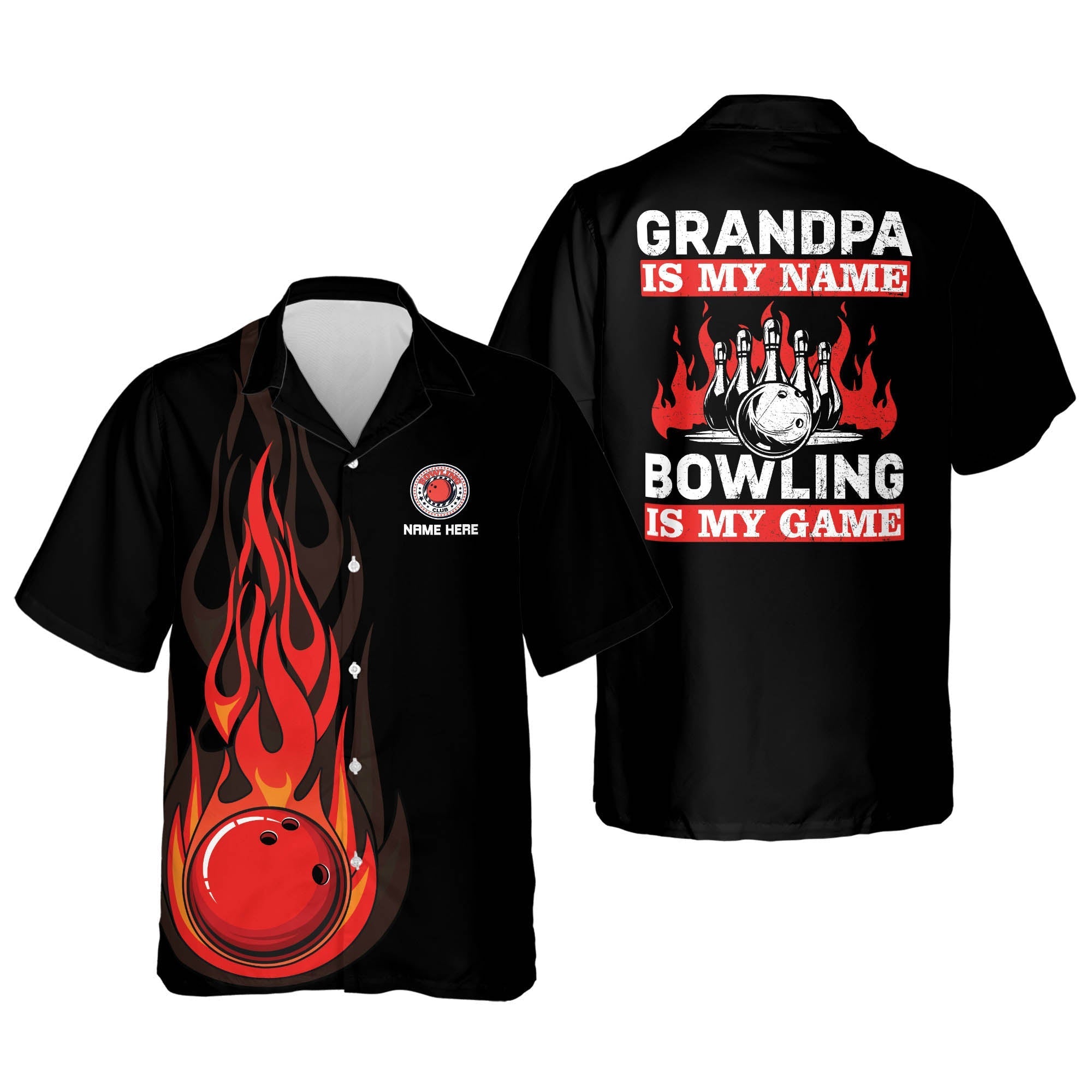 Custom Hawaiian Bowling Shirts For Men/ Grandpa is my name bowling is my game