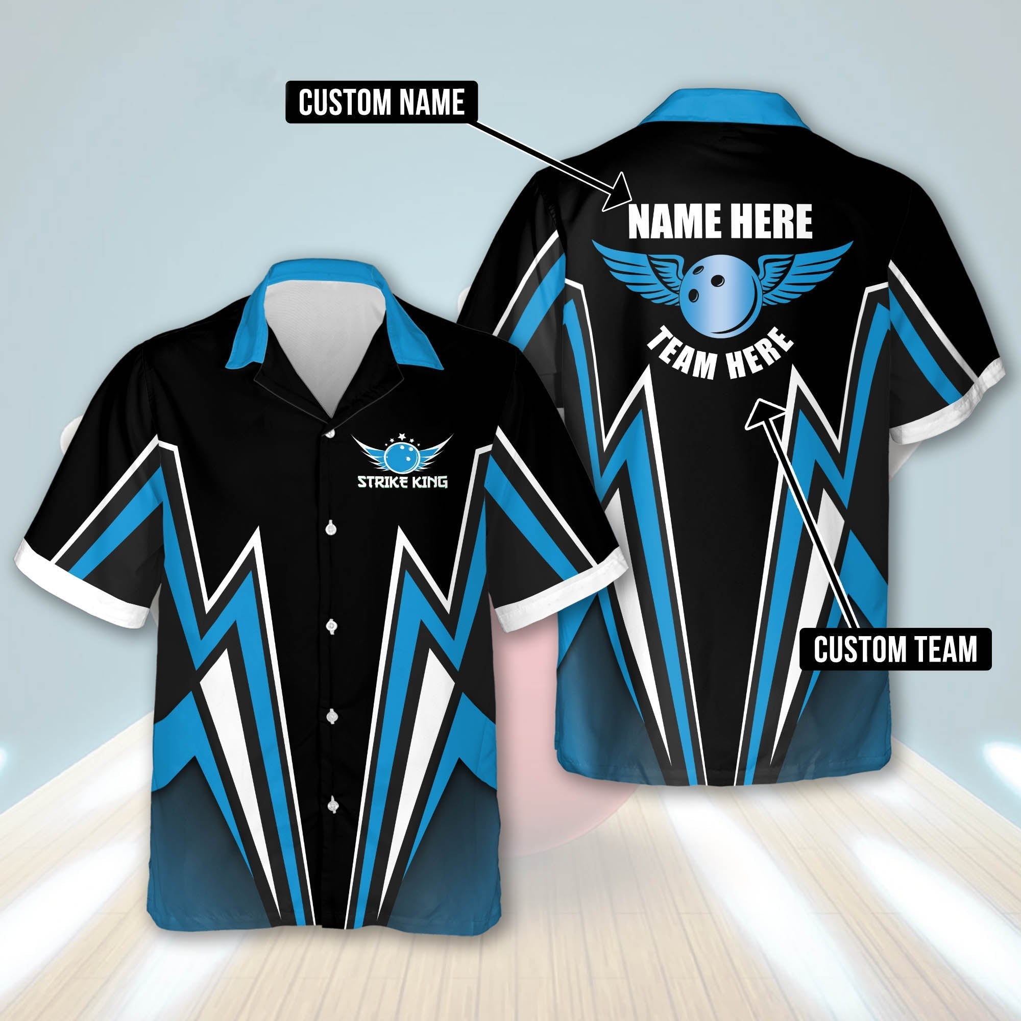 Strike King Bowling Button-Down bowling Hawaiian Shirt/ Summer gift for Bowling team shirt