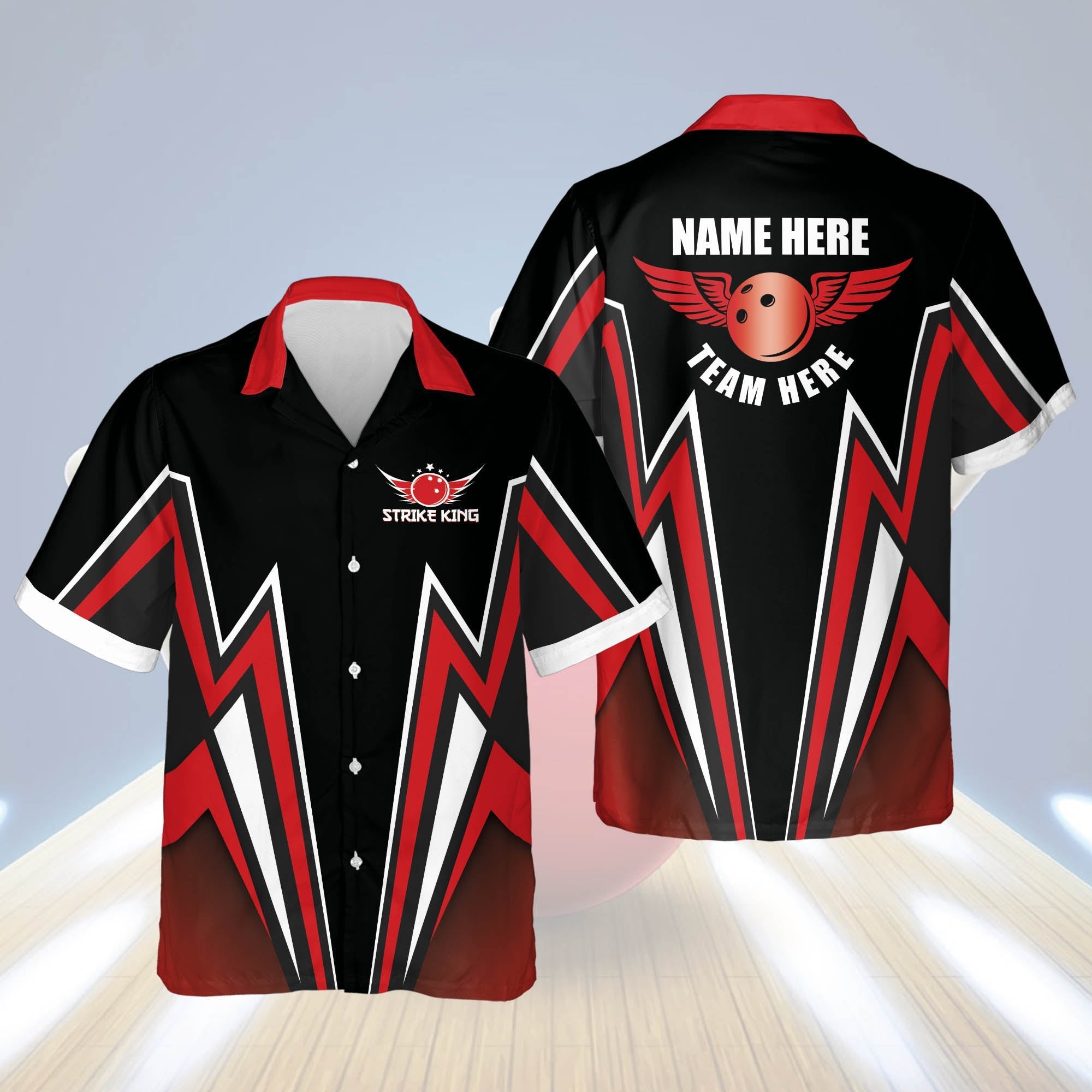 Strike King Bowling Button-Down bowling Hawaiian Shirt/ Summer gift for Bowling team shirt