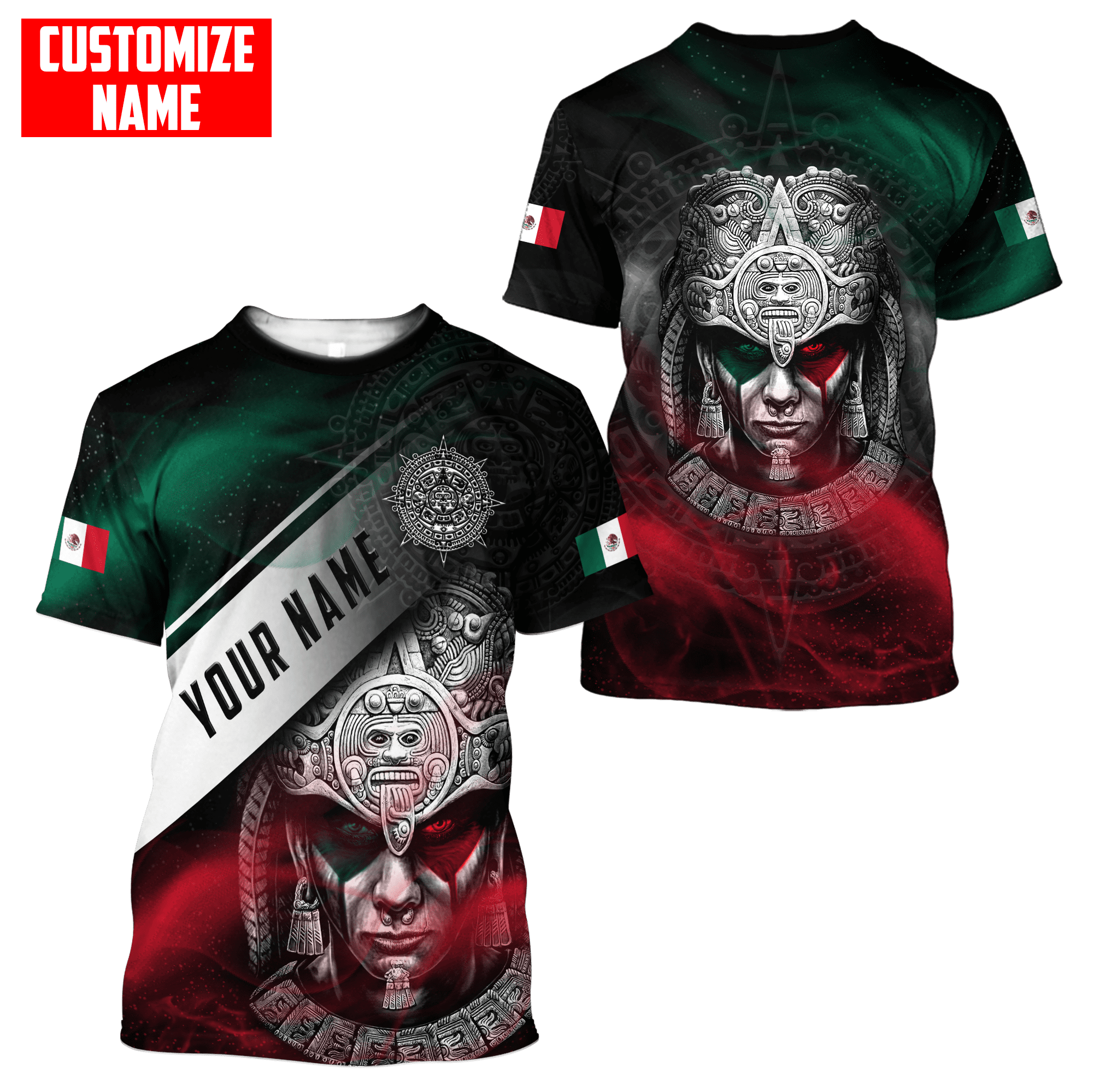 Customized 3D All Over Print Mexico Shirt/ Aztec Warrior Smoke Unisex Shirt For Him
