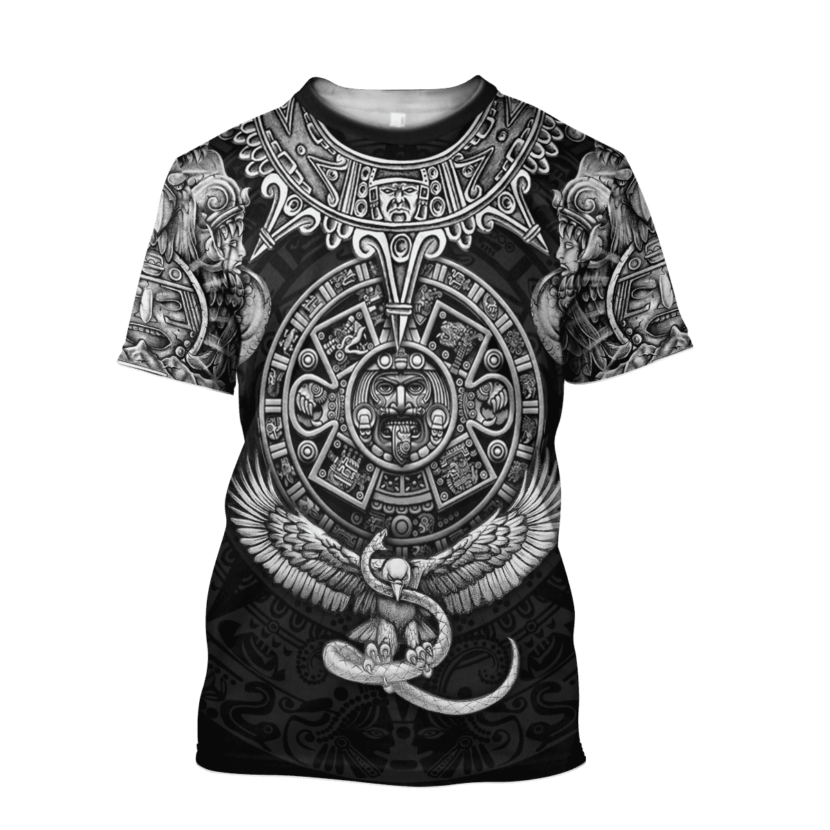 3D All Over Print Mexico Aztec Tattoo Calendar Eagle Snake Unisex Shirt for Men